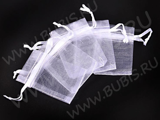 (СКИДКИ!!!) Мешочек органза 13 70*50мм БЕЛЫЙ без рисунка (упаковка для украшений) (10шт.)