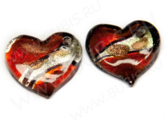 Подвеска Сердечко 02 20*18*4мм св.красно-золотисто-серебристое (венецианское стекло)
