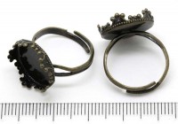 Основа (заготовка) для кольца 075 17мм с ажурным сеттингом 15мм античная бронза (Brass)