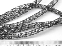 Нейлоновая ювелирная сетка 4мм чёрно-серебристая (шнуры) (1м)