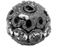 Бусина Шамбала 01 10мм чёрный никель с прозрачными стразами (Brass)