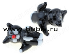 120 Бусина Кот 25*20*17мм чёрный с белым (Lampwork)