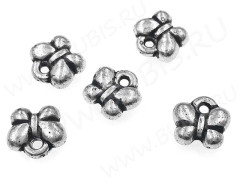 (ОПТ) Подвеска Бабочка акриловая 01 3D 10*9,5*4мм античное серебро (металлоакрил) (100шт.)