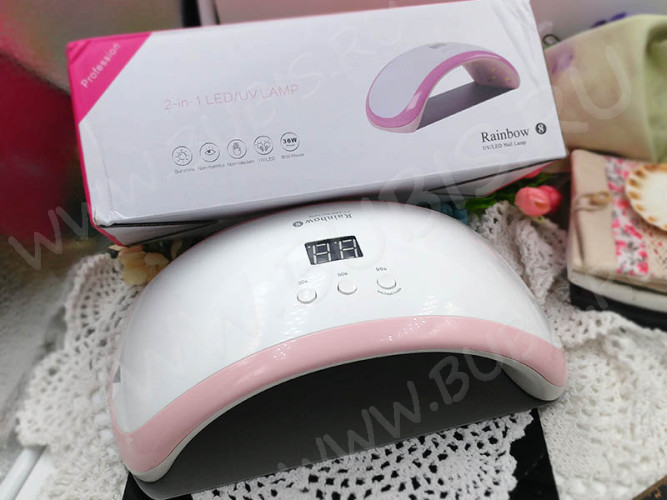 УФ лампа 04 ПРОФИ 36Вт 21 LED 23,5*11*8см бело-розовая (инструменты для смолы)