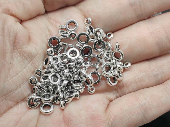 (СКИДКИ!!!) Бусина с петлёй 080 Бейл плоский 11*8*2,3мм античное серебро (литьё) (10шт)