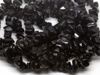 Галтовка крупная 10-14мм Агат чёрный натуральный (камни) (нить с замком 42-45см)