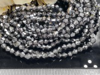 (СКИДКИ!!!) Бусина кристалл Биконус гранёный 4*4мм Хрусталь т.серебристый непрозрачный (имитация Сваровски) (20шт.)