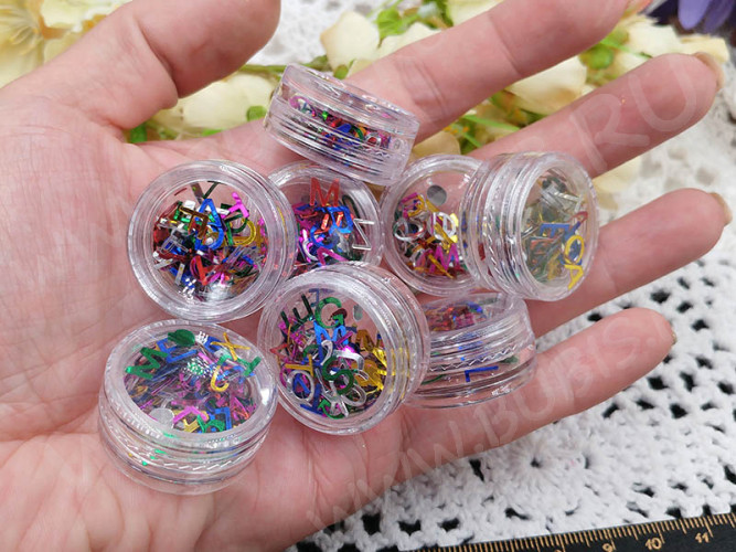 Наполнение для смолы и бутылочек 089 блёстки Буквы МИКС (декор)