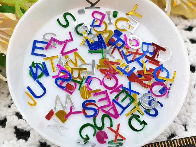 Наполнение для смолы и бутылочек 089 блёстки Буквы МИКС (декор)