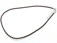 Шнур с замочком 01 "кожаный" плетёный круглый 3мм коричневый (43см)