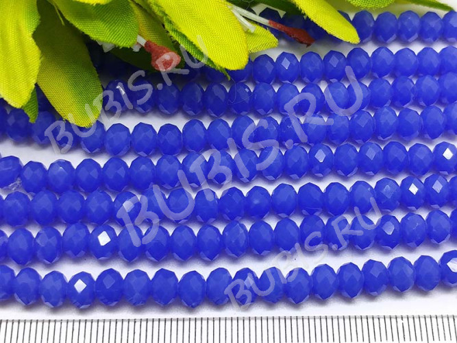 (ОПТ) Бусина Абакус гранёный 6*6*4,5мм Хрусталь синий полупрозрачный (имитация Сваровски) (100шт.)