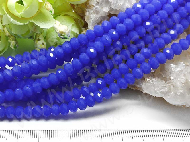 (ОПТ) Бусина Абакус гранёный 6*6*4,5мм Хрусталь синий полупрозрачный (имитация Сваровски) (100шт.)