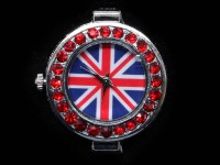 Заготовка для часов 142 Британский флаг 30*27*8мм цвет платины и красные стразы (часы)