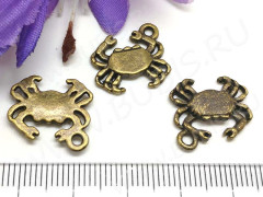 Подвеска Крабик 04 16,5*15*2,5мм античная бронза (литьё)