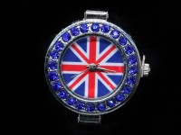 Заготовка для часов 143 Британский флаг 30*27*8мм цвет платины и синие стразы (часы)