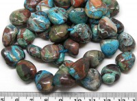 (ОПТ) Бусина каменная Бесформенная 04 14-18*9-12мм Яшма Океаническая голубо-коричневая (камни) (НИТЬ)
