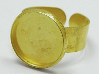 Основа (заготовка) для кольца 093 18мм с сеттингом 14мм бледное золото (Brass)