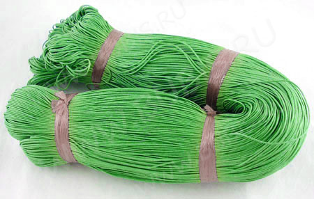 (СКИДКИ!!!) Вощёный х/б шнур 1мм зелёный (ок. 70м)