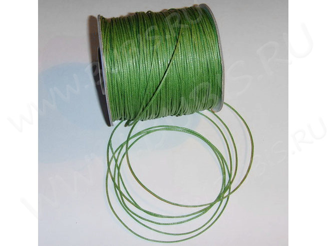 (СКИДКИ!!!) Вощёный х/б шнур 1мм зелёный (ок. 70м)