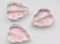 Бусина Листик 02 3D 12,5*10,5*3мм розовый прозрачный (Чешское стекло) (10шт.)