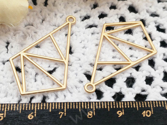 Подвеска Рамка 37 Капля геометрическая 40*24*1,2мм матовая золотистая (литьё)