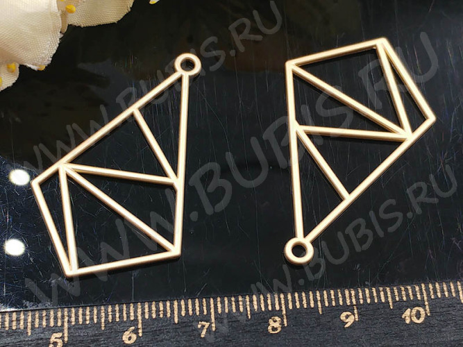 Подвеска Рамка 37 Капля геометрическая 40*24*1,2мм матовая золотистая (литьё)