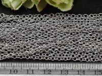 Цепочка S47 ювелирная сталь простое якорное плетение паяная 3*2,5*0,5мм цвет платины (Хирургическая сталь) (50см)