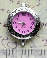 Заготовка для часов 042 30,5*25,5*7,4мм цвет платины+яр.розовый (часы)