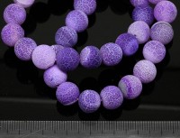 (ОПТ) Бусина округлая 10мм матовый Агат кракле фиолетовый полупрозрачный (камни) (НИТЬ)