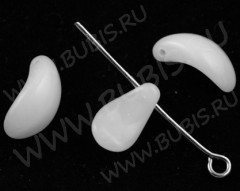 Подвеска Лепесток 06 13*7*5,5мм белый непрозрачный (стекло) (10шт.)