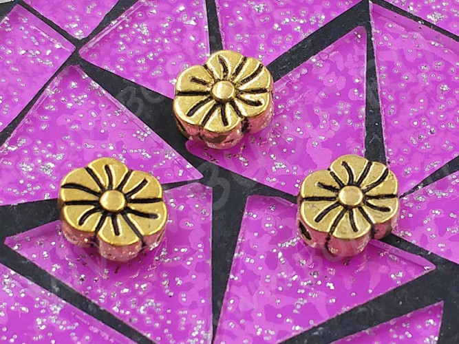 (СКИДКИ!!!) Бусина 179 Цветочек 22 8,5*7*3,5мм античное золото (литьё) (10шт.)