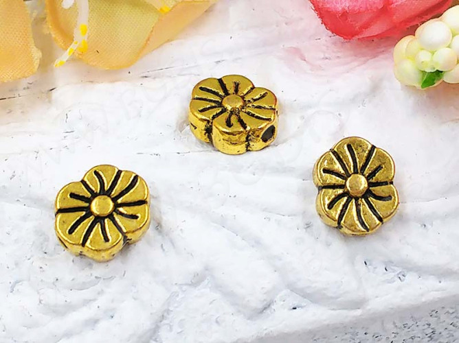 (СКИДКИ!!!) Бусина 179 Цветочек 22 8,5*7*3,5мм античное золото (литьё) (10шт.)