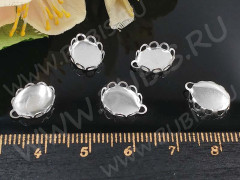 (ОПТ) Подвеска-сеттинг Овал 17 (сеттинг 10*8мм) 11,5*9*2,5мм серебристый (Brass) (100шт.)