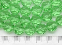 Бусина округлая гранёная 10*10*9,5мм св.зелёная прозрачная (стекло)