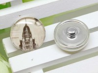 Кнопка для браслета Нуса (Noosa) 048 18мм Лондон Собор св.Павла (стекло и латунь)