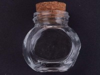 Бутылочка 81 фигурная с пробкой Крупная 64*54*33мм прозрачная (стекло)