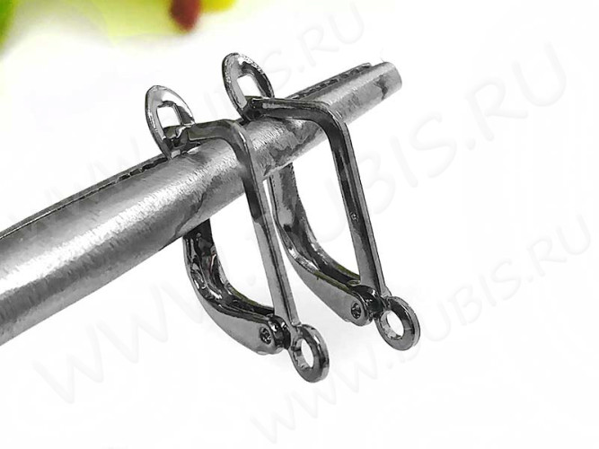 Швензы с английским замком №50 прямоугольные 18*13*2мм чёрный никель (Brass) (1 пара)