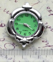 Заготовка для часов 049 27*25,5*7,4мм цвет платины+зелёный (часы)