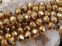 (ОПТ) Бусина кристалл Абакус гранёный 10*10*7,5мм т.золотистый непрозрачный (имитация Сваровски) (НИТЬ)