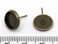 Пуссеты ("гвоздики") №015 с сеттингом 10мм 12,5*12*0,7мм античная бронза (Brass) (1 пара)