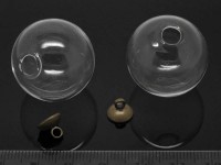 Пузырь стеклянный 12 Сфера+шапочка с петлёй 25мм прозрачная и античная бронза (стекло и  Brass)