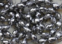 Бусина кристалл гранёный Бочонок 10*7,5*7,5мм серебристый непрозрачный (имитация Сваровски)