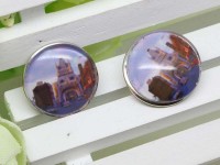Кнопка для браслета Нуса (Noosa) 055 18мм Лондон въезд на Тауэрский мост (стекло и латунь)