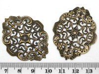 Декоративный элемент 049 Овальный ажурный 44*34*0,6мм античная бронза (Iron) (имитация скани)