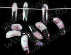 Подвеска Клык 08 10*3,5*3мм лилово-белый полупрозрачный (стекло) (10шт.)