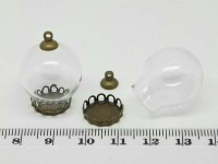 Пузырь стеклянный 16 Пузырь+сеттинг+шапочка с петлёй 22*20мм прозрачный и античная бронза (стекло и  Brass)