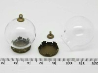 Пузырь стеклянный 17 Пузырь+сеттинг+шапочка с петлёй 27*25мм прозрачный и античная бронза (стекло и  Brass)
