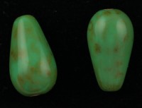 Бусина Капля 11 3D имитация камня 14,5*8,5*8,5мм зелёно-св.коричневая непрозрачная (Чешское стекло)