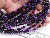 (ОПТ) Бусина округлая ГЛАДКАЯ 6мм Агат Мадагаскарский фиолетово-молочный (камни) (НИТЬ)