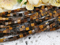 (ОПТ) Бусина каменная Кубик 11 4*4*4мм Тигровый глаз (камни) (НИТЬ)